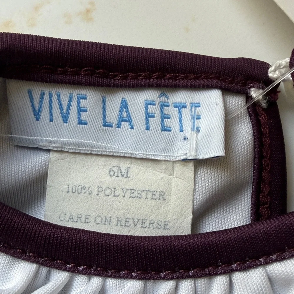 VIva La Fete Texas A&M White & Maroon Ruffle Baby Romper size 6 mo NWT